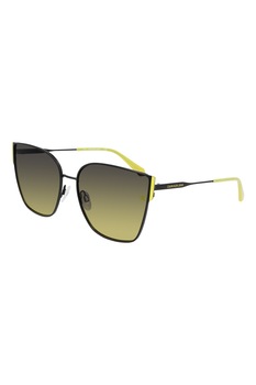 CALVIN KLEIN JEANS, Ochelari de soare butterfly cu detalii logo, Negru/Galben pal, 61-17-140 Standard CALVIN KLEIN JEANS, Ochelari de soare butterfly cu detalii logo, Negru/Galben pal, 61-17-140 Standard