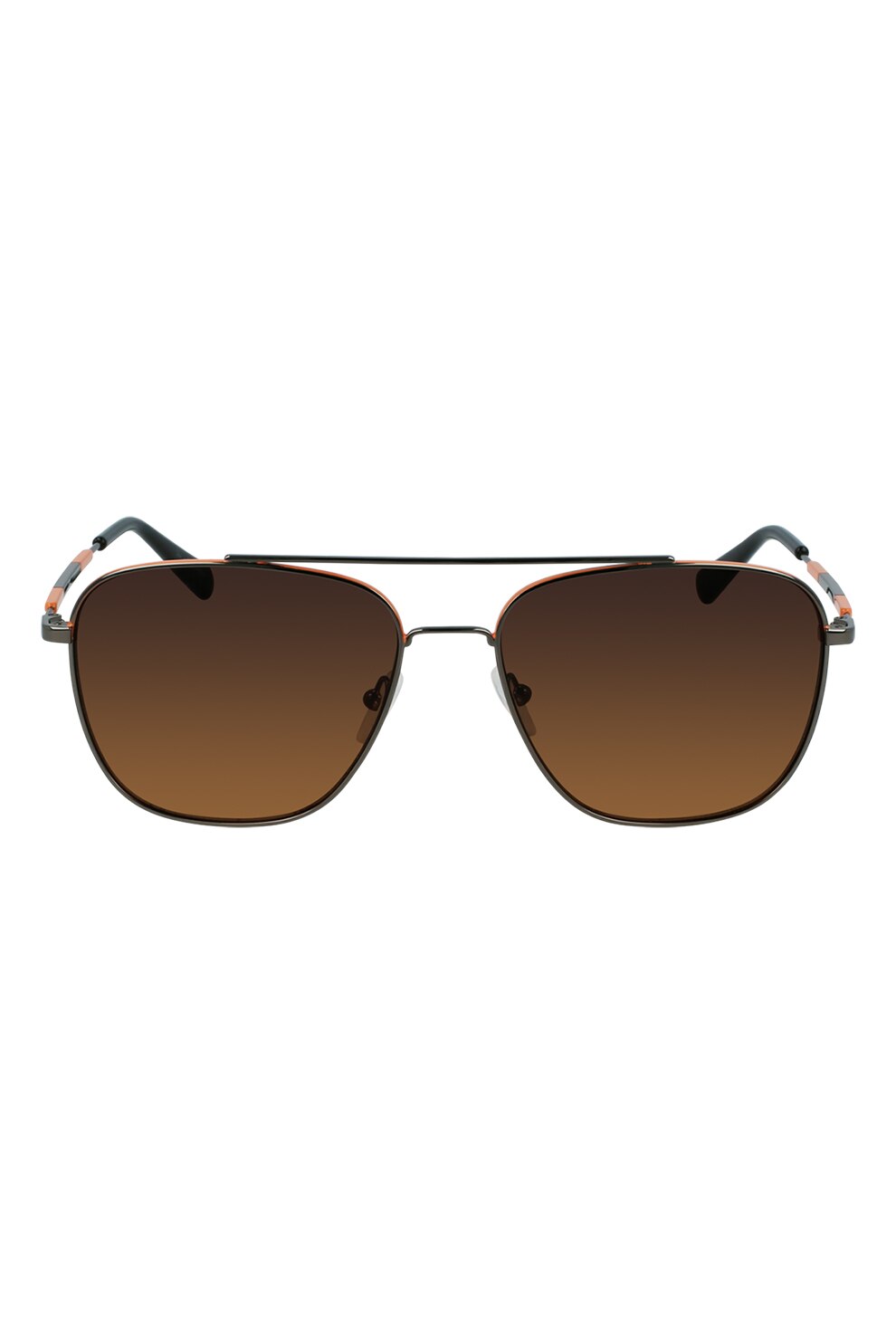 CALVIN KLEIN JEANS, Ochelari de soare unisex cu rama metalica, Negru/Oranj, 58-16-145 Standard