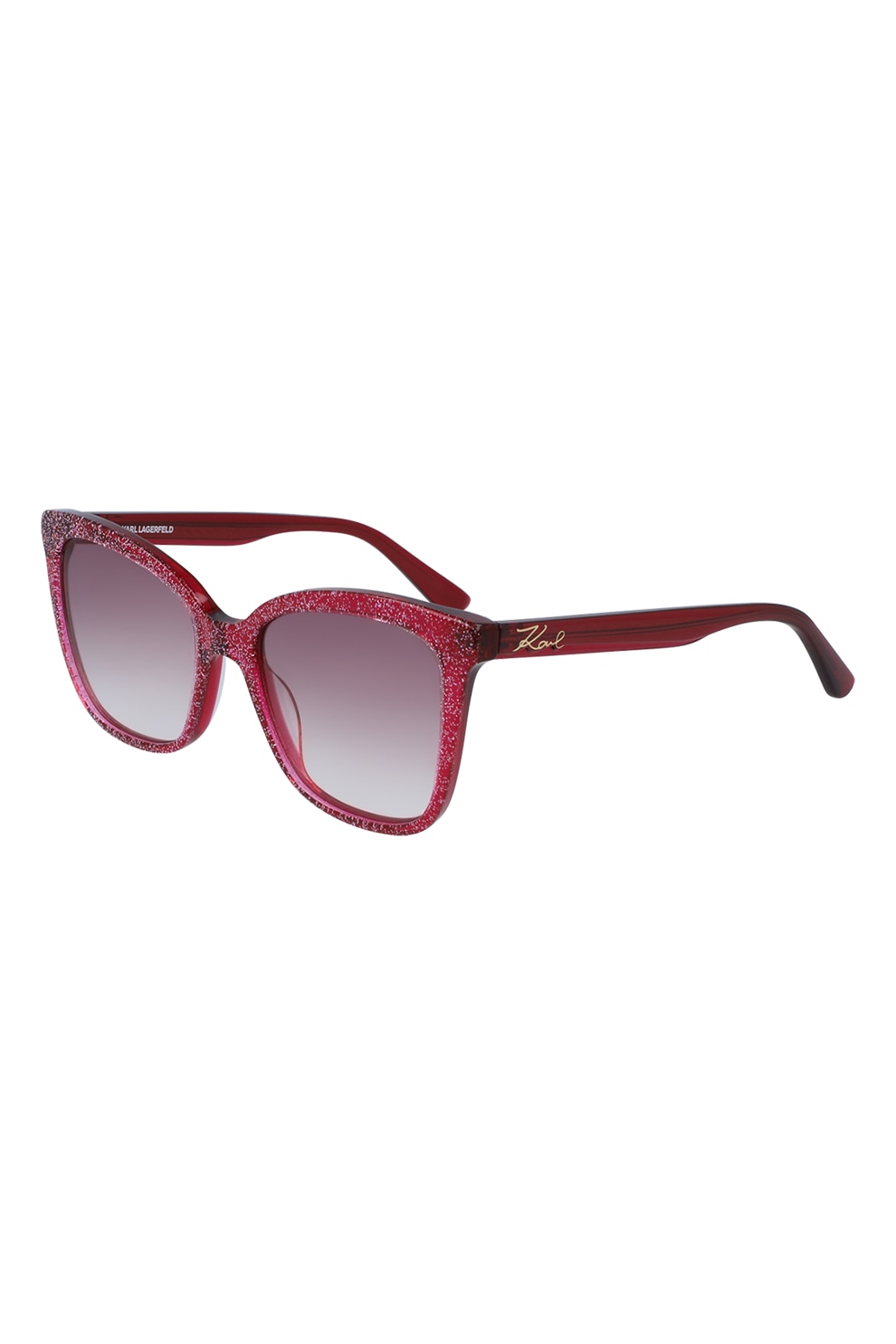 Karl Lagerfeld, Ochelari de soare patrati cu aspect stralucitor, Rosu/Alb, 54-18-140 Standard