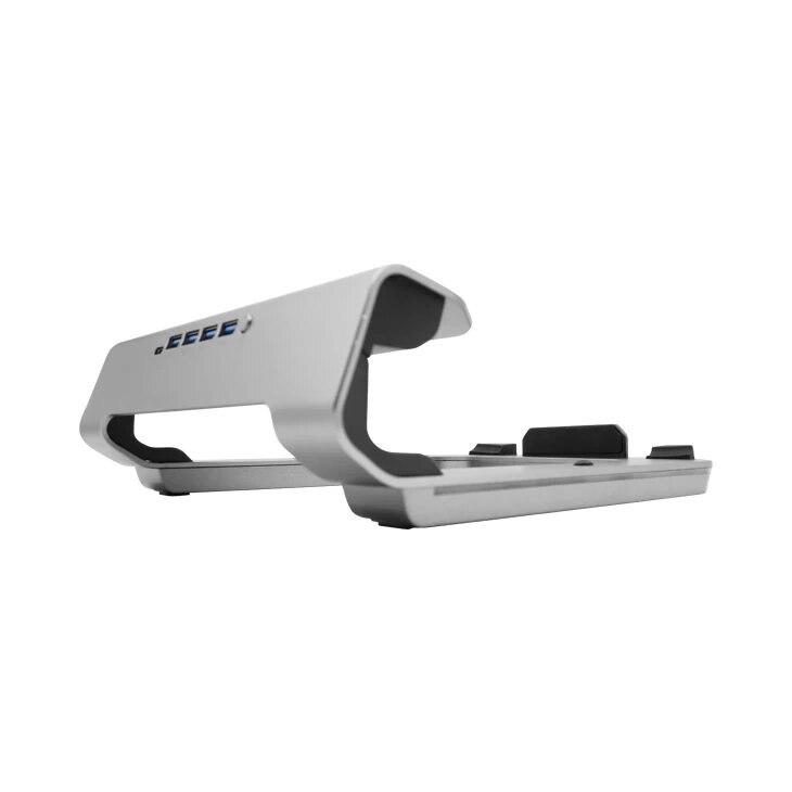 Stand cu hub USB incorporat si iluminare RGB pentru MacBook si laptopuri, Macall ,gri inchis