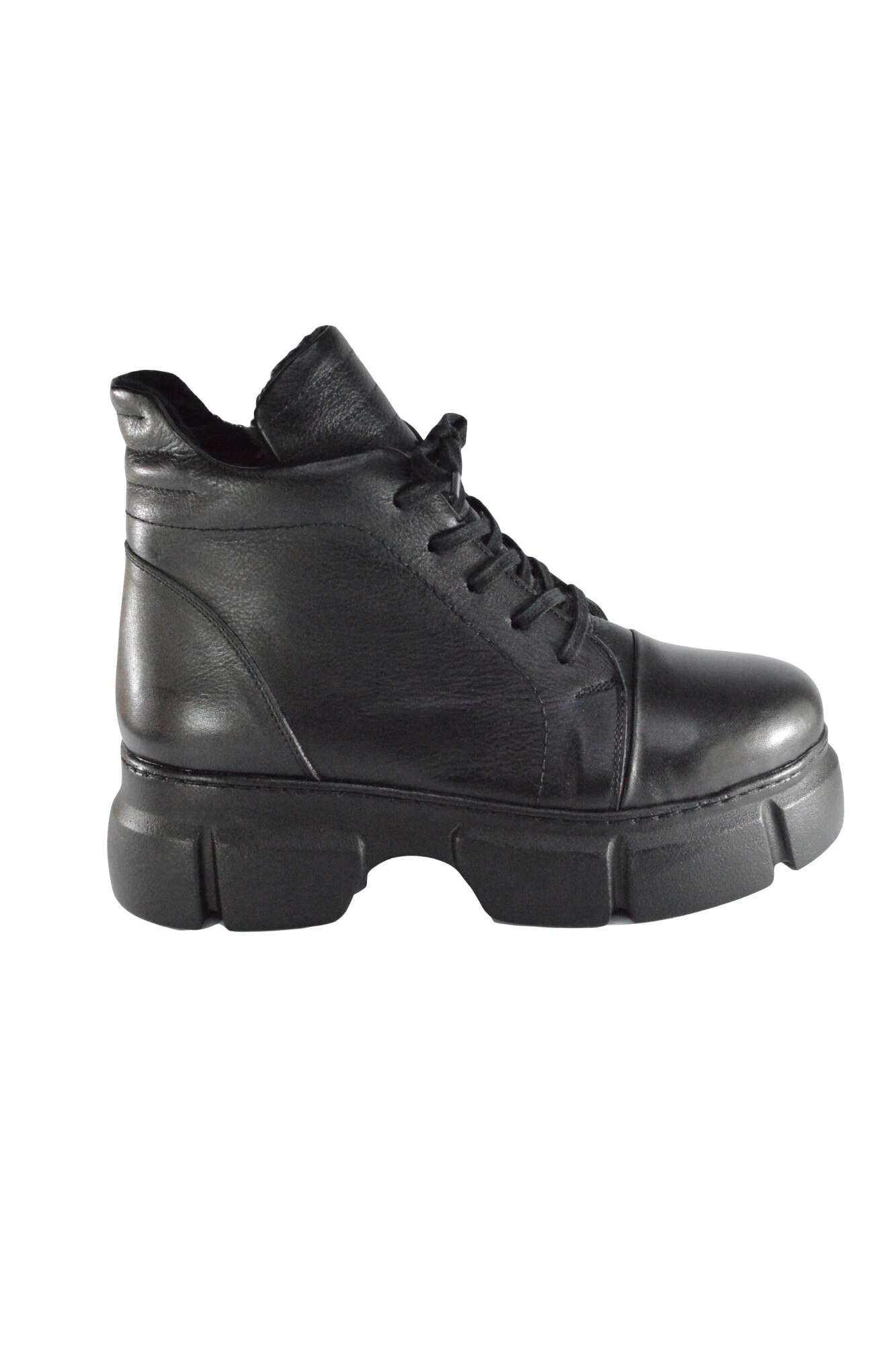 Ghete dama, piele naturala, talpa usoara, Negru