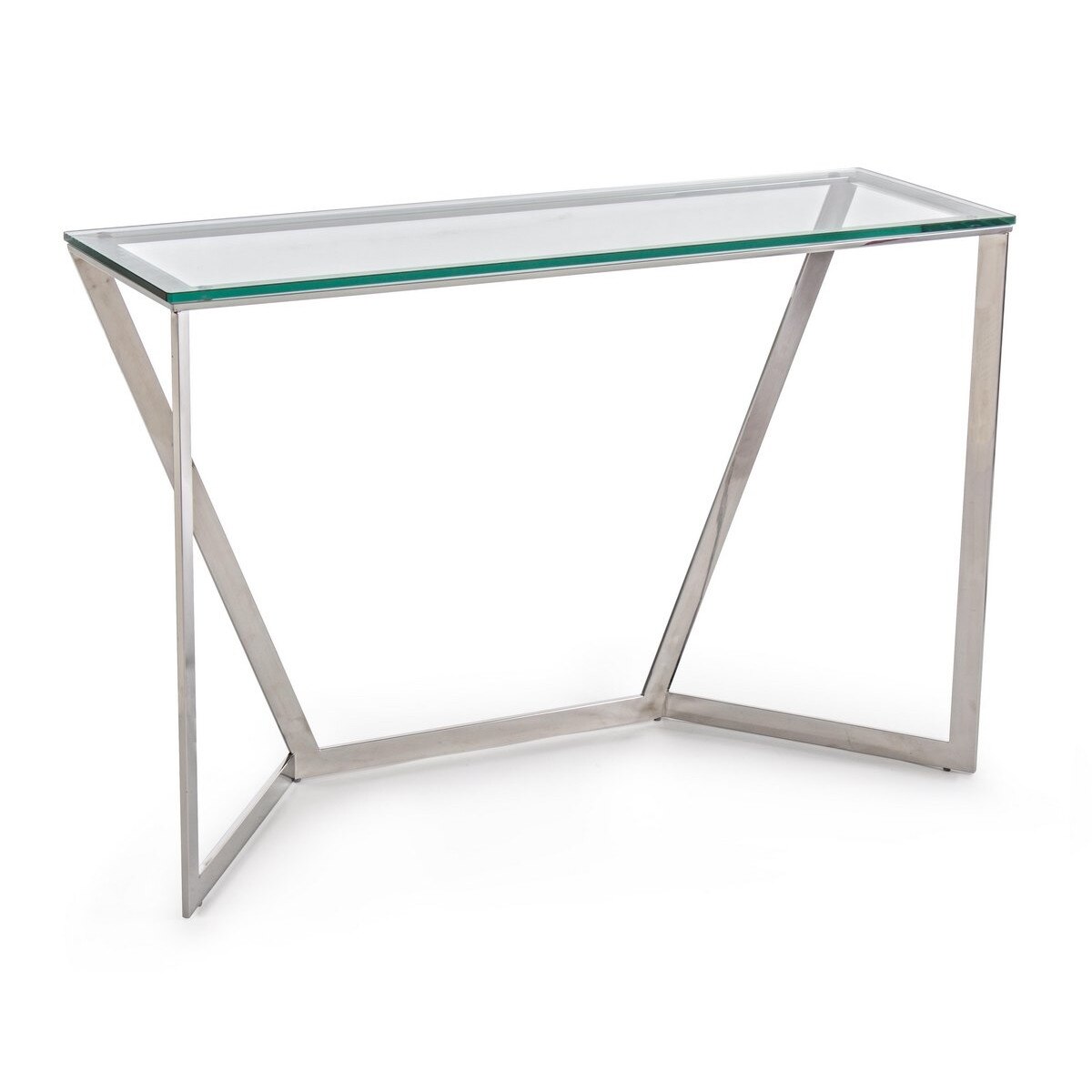 Consola blat sticla cu cadru inox Saphira 120 cm x 40 cm x 80 h