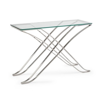 Consola blat sticla cu picioare inox Saphira 120 cm x 40 cm x 80 h Consola blat sticla cu picioare inox Saphira 120 cm x 40 cm x 80 h