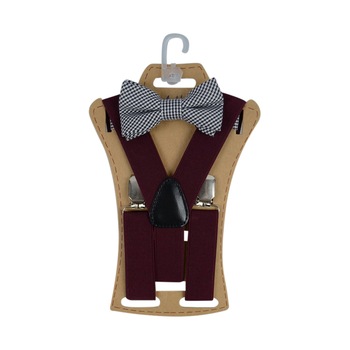 Set doua piese bretele si papion pentru baieti Topgal 090215A, Visiniu Set doua piese bretele si papion pentru baieti Topgal 090215A, Visiniu