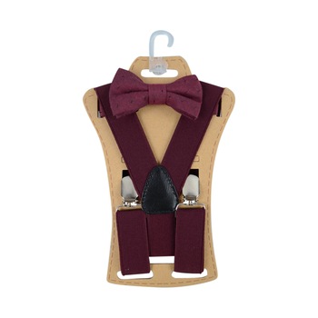 Set doua piese bretele si papion pentru baieti Topgal 090215E, Visiniu Set doua piese bretele si papion pentru baieti Topgal 090215E, Visiniu
