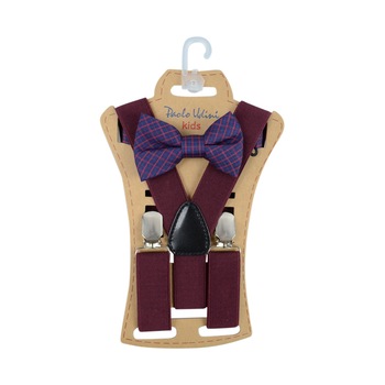 Set doua piese bretele si papion pentru baieti Topgal 090215D, Visiniu Set doua piese bretele si papion pentru baieti Topgal 090215D, Visiniu