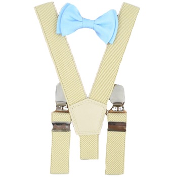 Set doua piese bretele si papion pentru baieti Topgal 090215L-1, Crem Set doua piese bretele si papion pentru baieti Topgal 090215L-1, Crem