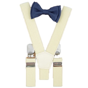 Set doua piese bretele si papion pentru baieti Topgal 090215N-1, Crem Set doua piese bretele si papion pentru baieti Topgal 090215N-1, Crem