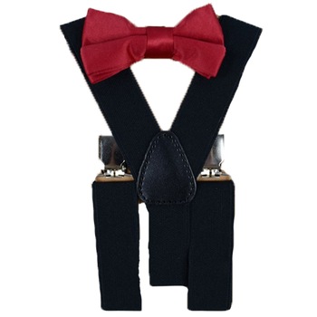 Set doua piese bretele si papion pentru baieti Topgal 090215R-1, Negru Set doua piese bretele si papion pentru baieti Topgal 090215R-1, Negru
