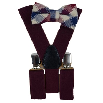 Set doua piese bretele si papion pentru baieti Topgal 090215S-1, Visiniu Set doua piese bretele si papion pentru baieti Topgal 090215S-1, Visiniu