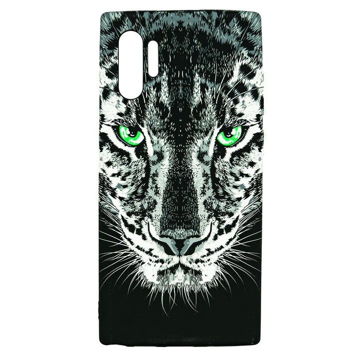 Husa de telefon, LUXO, compatibil cu Samsung Galaxy Note 10 Plus, model Black Leopard cu efect fosforescent, TPU, multicolor
