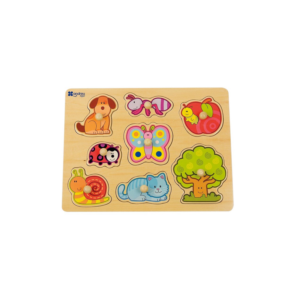 Puzzle din lemn incastru Gradina, 8 piese Multicolor