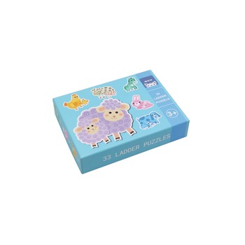Cutie cu 6 puzzle-uri progresive, 33 piese, Ferma Multicolor Cutie cu 6 puzzle-uri progresive, 33 piese, Ferma Multicolor