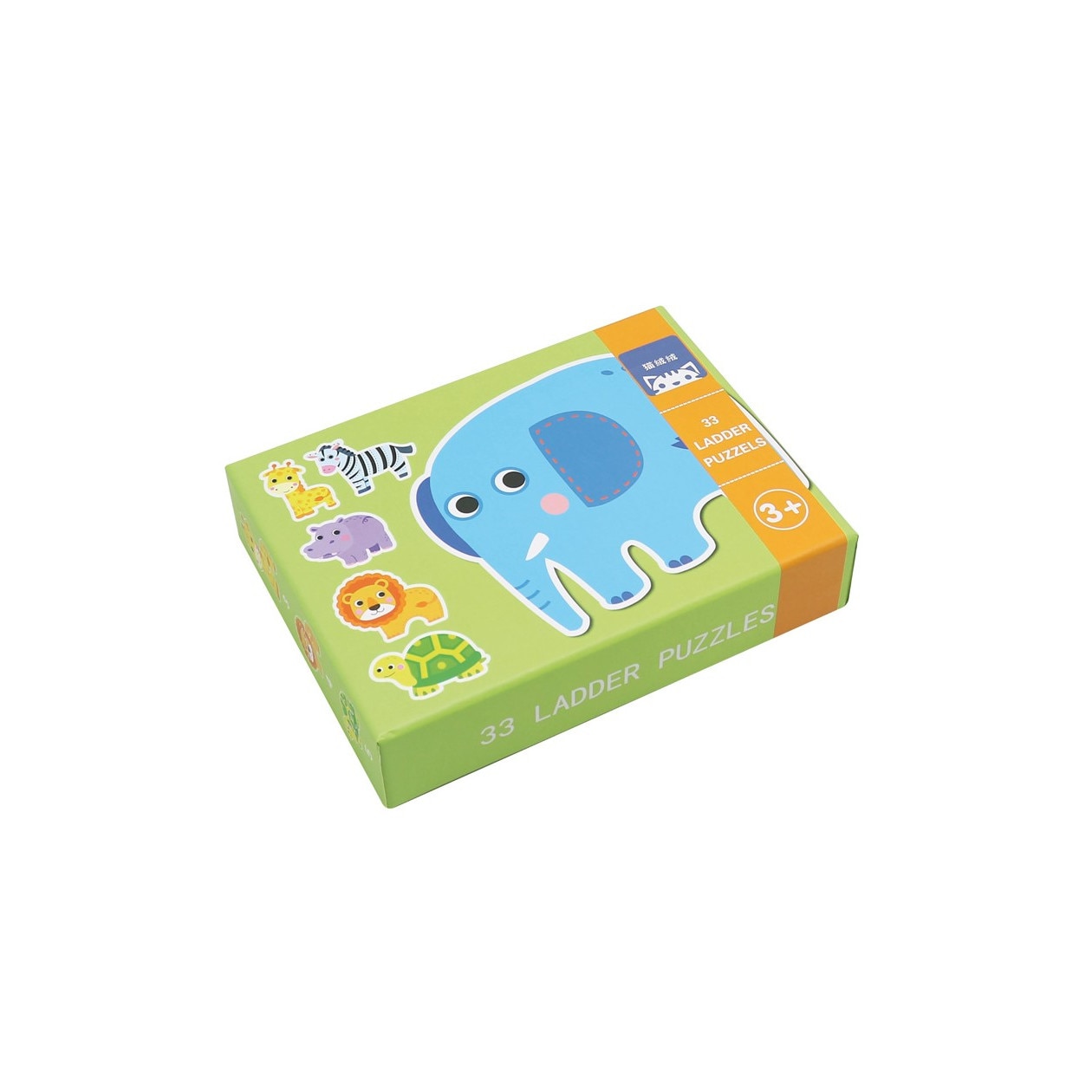 Cutie cu 6 puzzle-uri progresive carton, 33 piese, Animale salbatice Multicolor