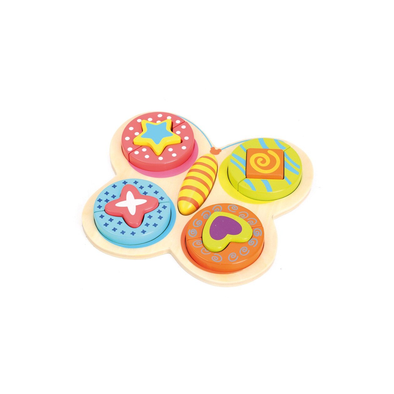 Puzzle lemn Fluture, 14 piese Multicolor