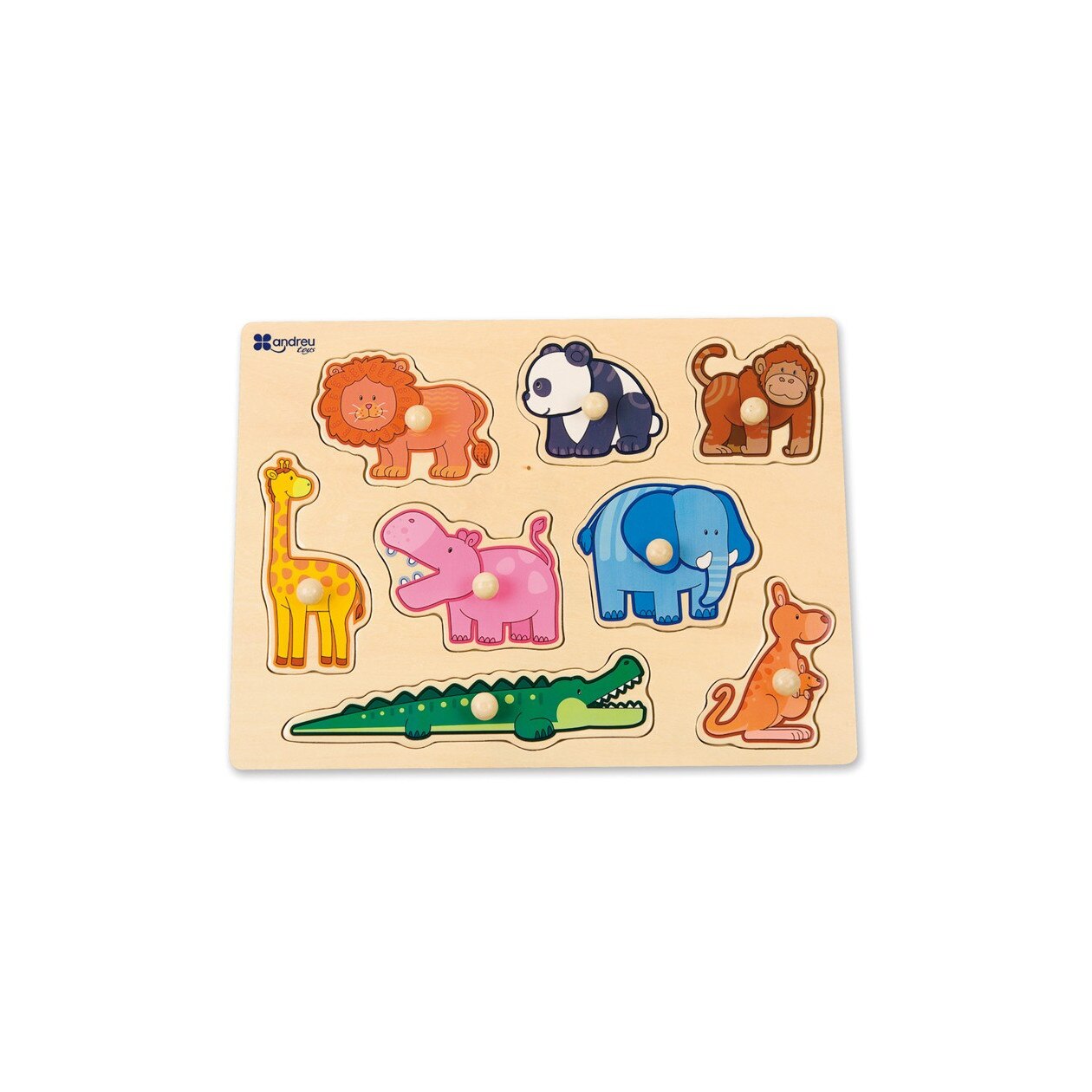 Puzzle din lemn incastru Jungla, 8 piese Multicolor
