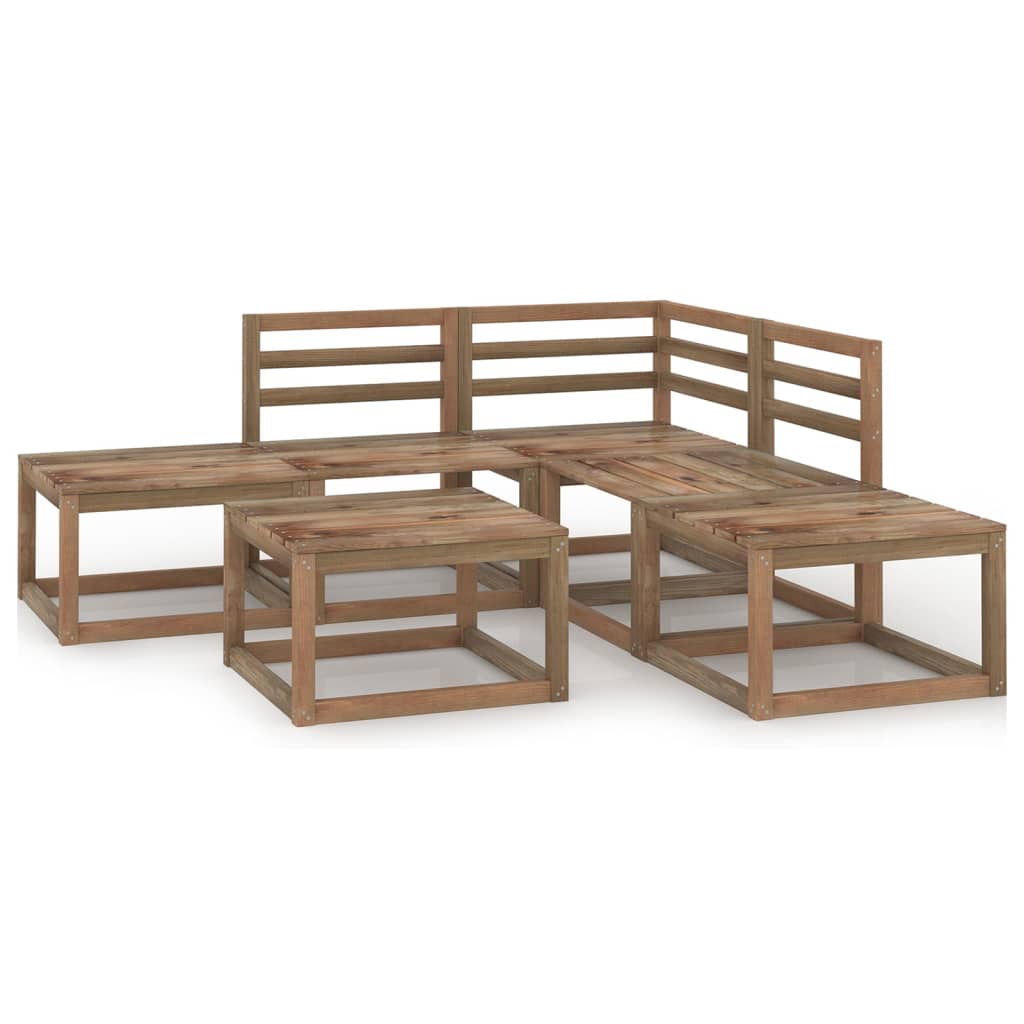 Set mobilier gradina cu 6 piese canapea L cu masuta, vidaXL, Lemn de pin tratat, Maro