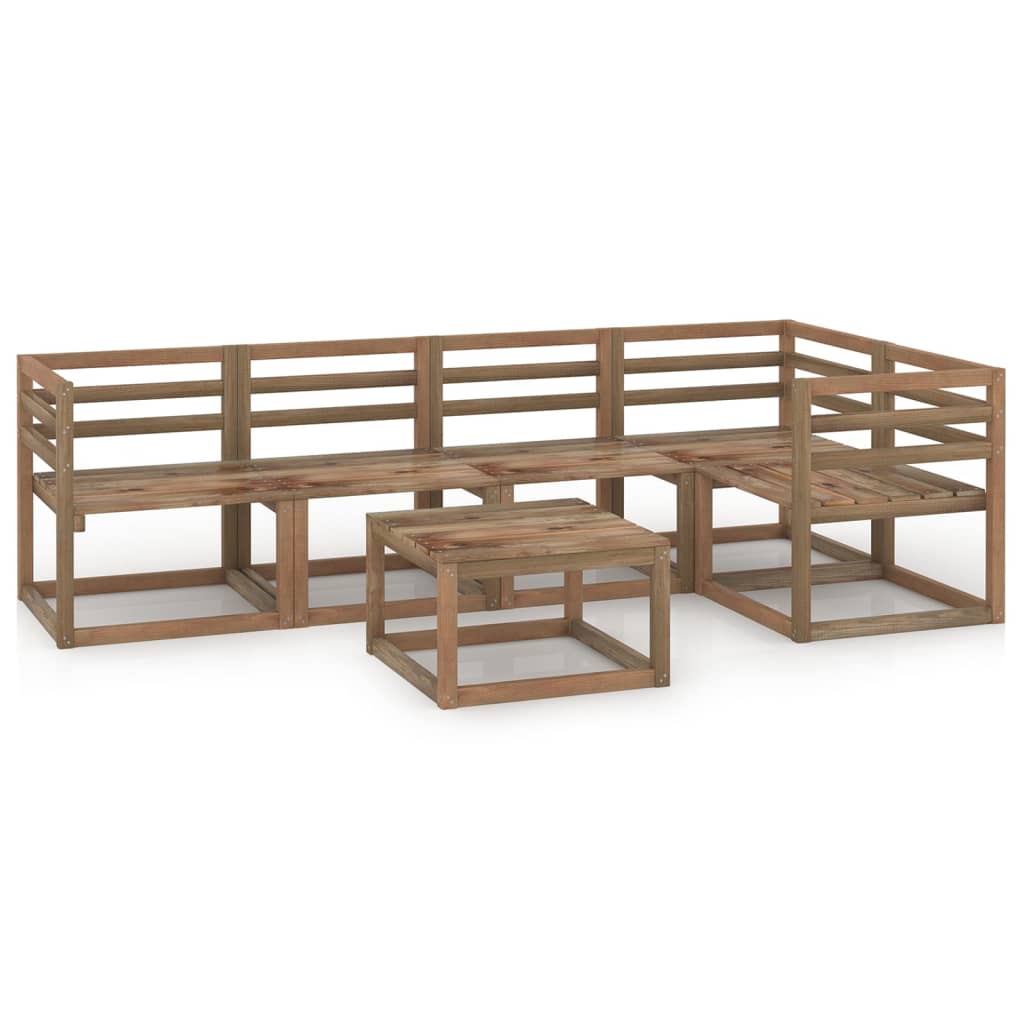 Set mobilier gradina cu 6 piese canapea L cu masuta cafea, vidaXL, Lemn de pin tratat, Maro