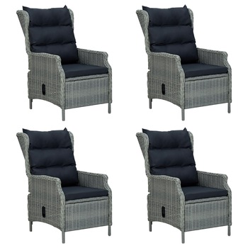 Set mobilier de gradina cu 5 piese - masa si fotolii cu perne, vidaXL, Ratan, 140 x 70 x 73,5 cm, gri deschis Set mobilier de gradina cu 5 piese - masa si fotolii cu perne, vidaXL, Ratan, 140 x 70 x 73,5 cm, gri deschis