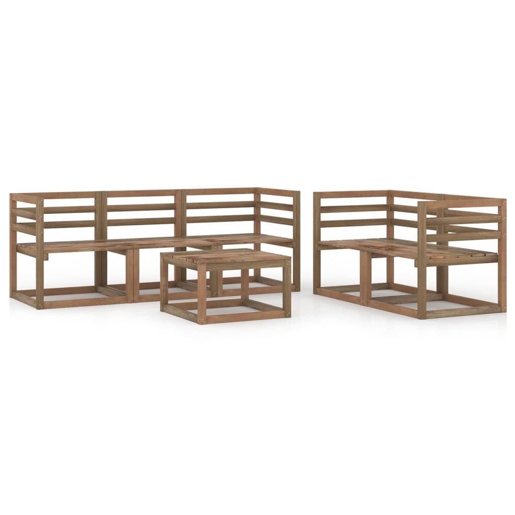 Set mobilier gradina cu 6 piese canapele cu masuta, vidaXL, Lemn de pin tratat, Maro
