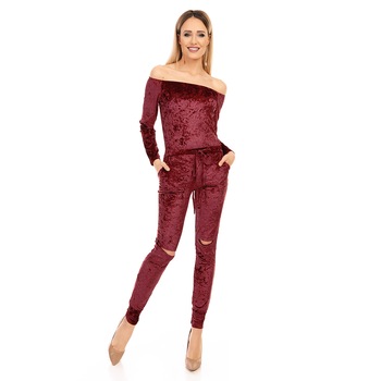 Salopeta dama din catifea cu taieturi, Bordo, M Salopeta dama din catifea cu taieturi, Bordo, M