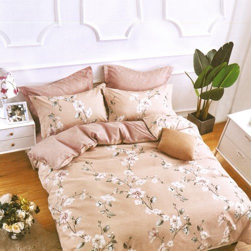 Set Lenjerie finet 4 piese cu floricele, ValleRosa, 220 x 230 cm, Ambiance