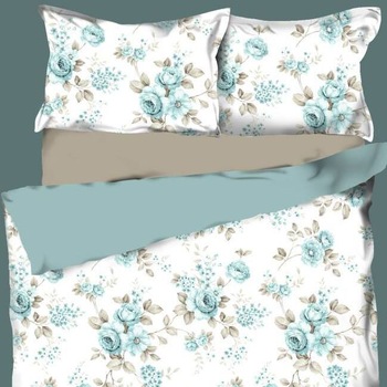 Lenjerie de pat 2 persoane BOSFOR DECOR 100%bumbac flori turquaz Lenjerie de pat 2 persoane BOSFOR DECOR 100%bumbac flori turquaz