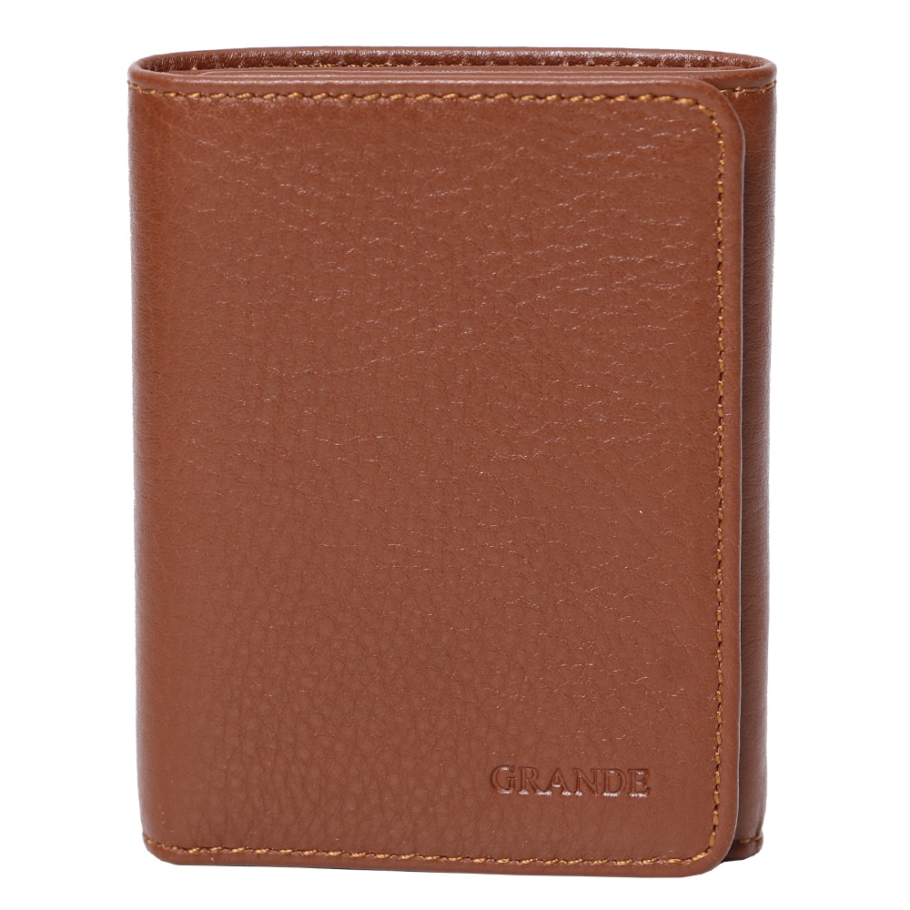 Portofel pliabil mic, unisex, din piele naturala, 1414LTBN Maro deschis