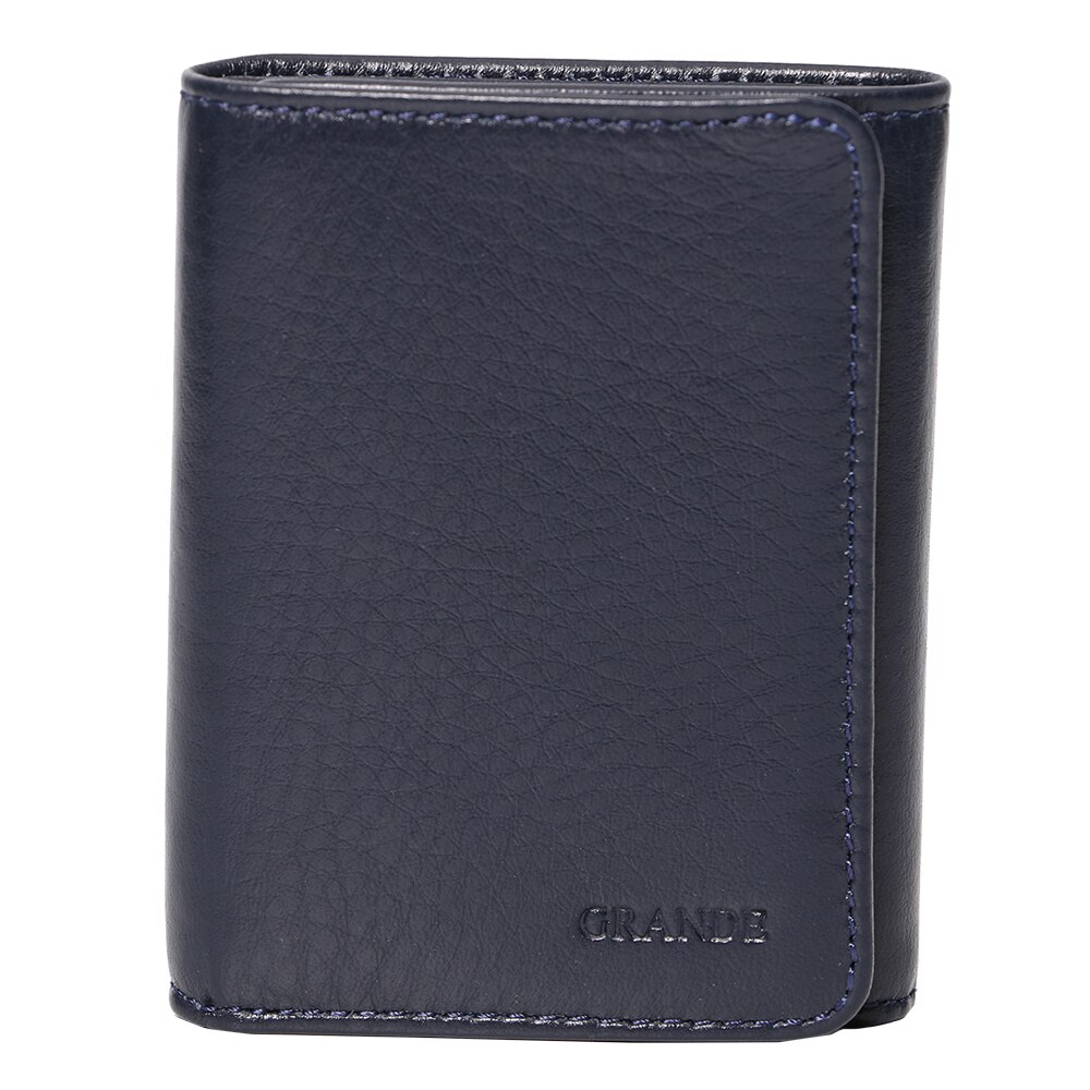 Portofel pliabil mic, unisex, din piele naturala, 1414NY Albastru