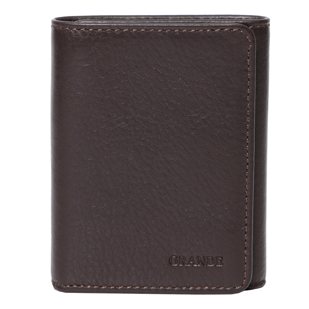 Portofel pliabil mic, unisex, din piele naturala, 1414BN Maro