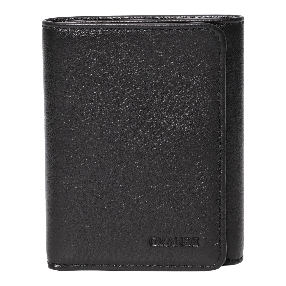 Portofel pliabil mic, unisex, din piele naturala, 1414BK Negru