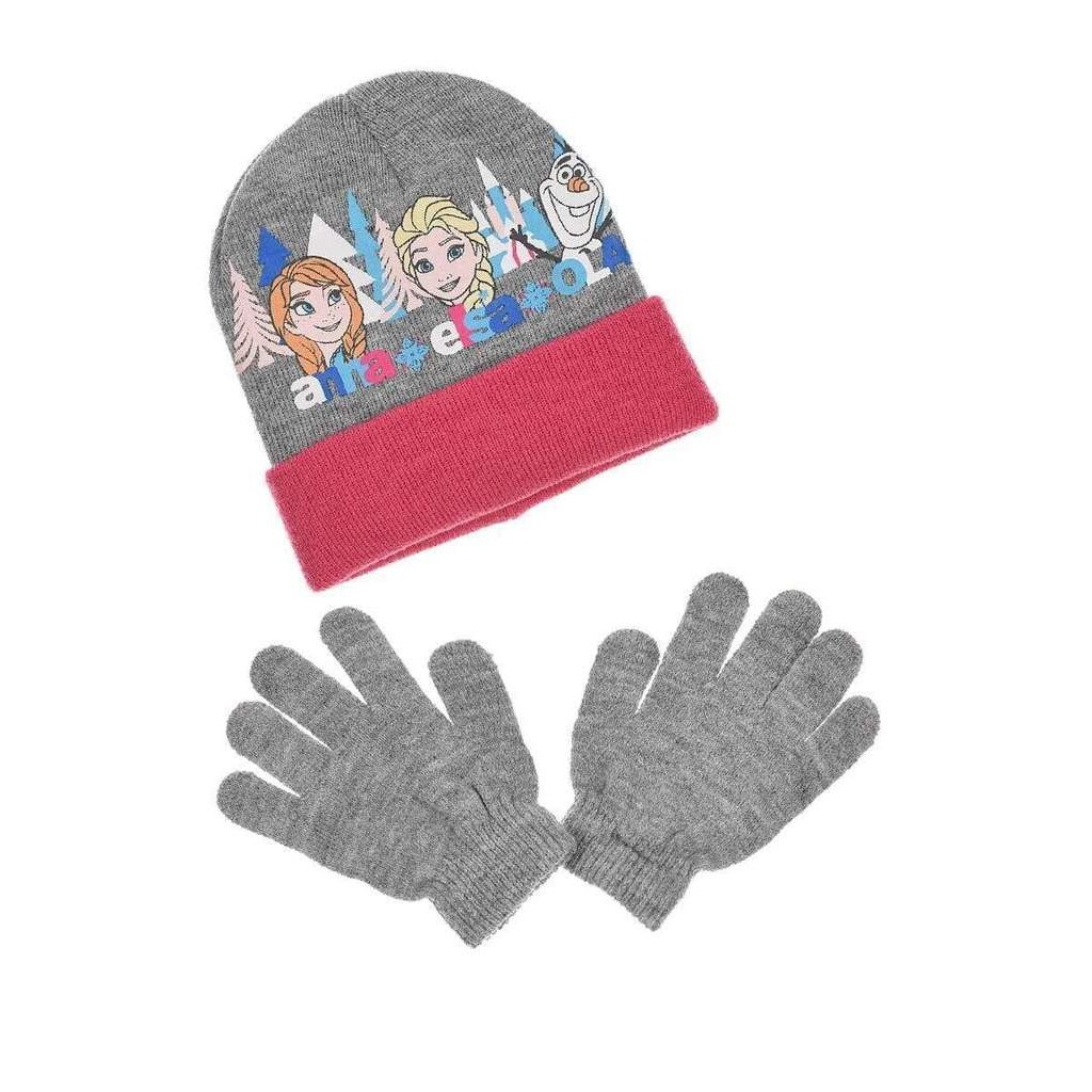 Set Caciula si manusi Frozen Anna si Elsa 5051, Gri