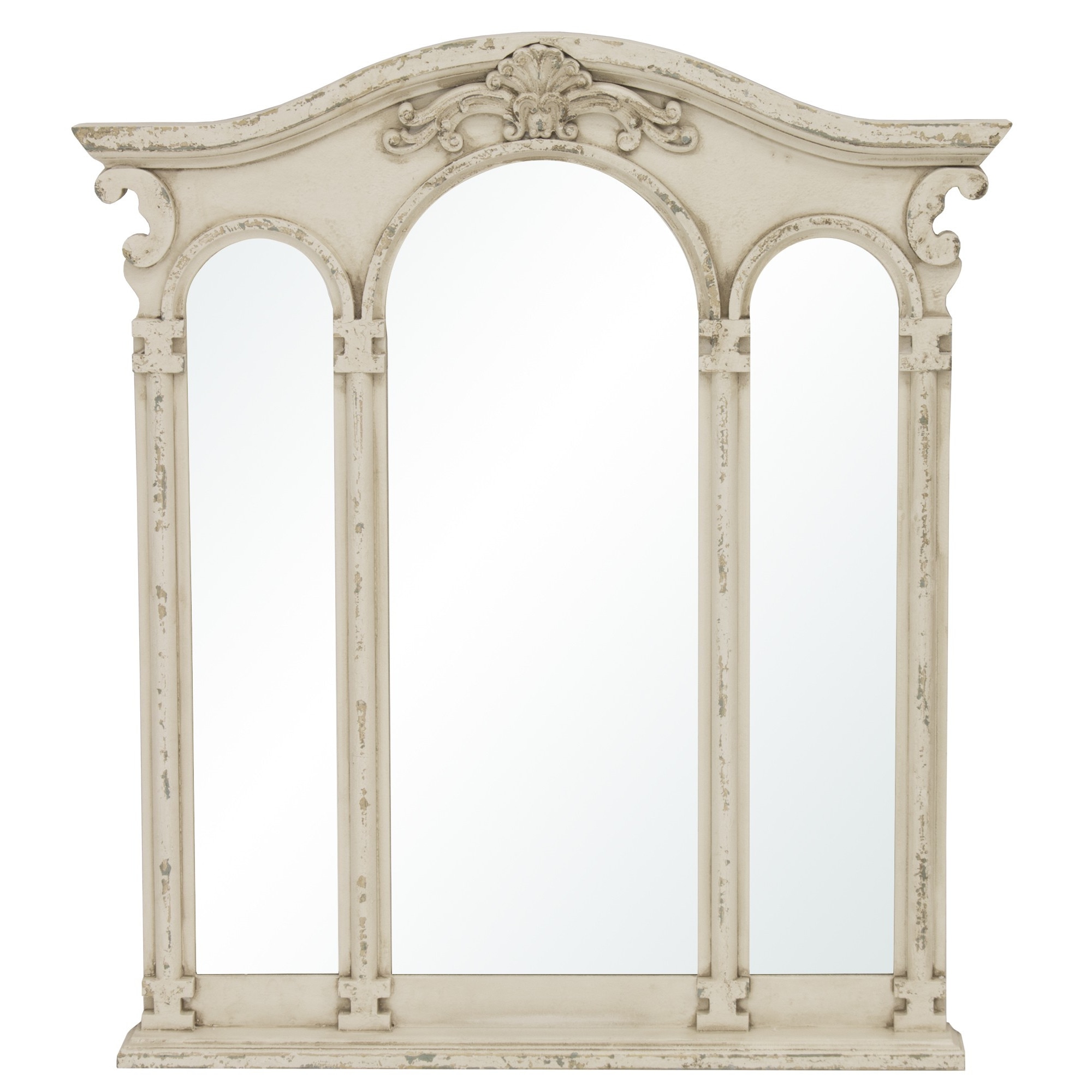 Oglinda de perete crem antichizat, 95,5x85x4 cm