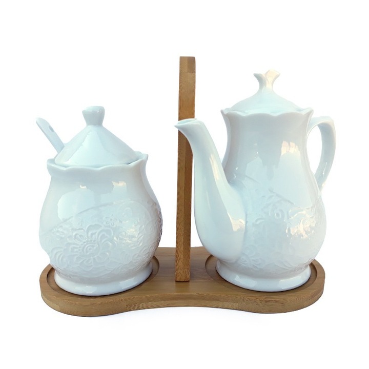 Set bucatarie,Oliviera 2 piese, cu suport de lemn, 23x16cm