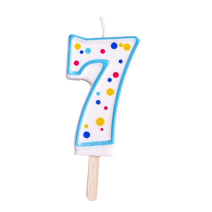 7-es számú torta gyertya, kék, PME
