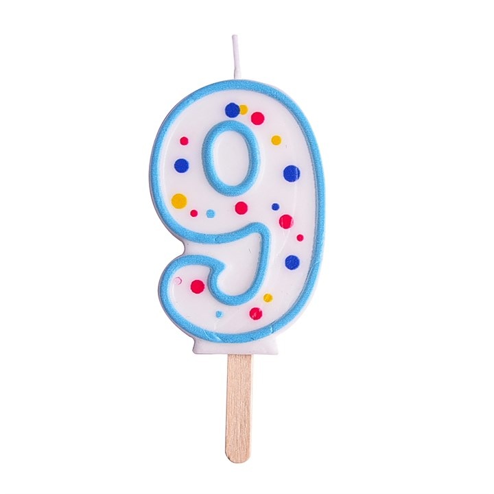 9-es számú torta gyertya, kék, PME