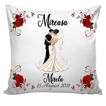 Set perne personalizate Mireasa - Mire , Cuplu casatoriti , decor rosu si text , Nunta , 2 buc, 40x40 cm, Handmade Set perne personalizate Mireasa - Mire , Cuplu casatoriti , decor rosu si text , Nunta , 2 buc, 40x40 cm, Handmade