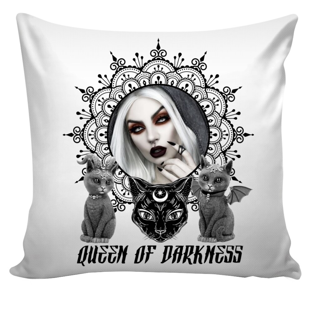 Perna personalizata Gothica cu text , Halloween , stil Gothic - Rock - Metal, 40x40 cm, Handmade Mihaela