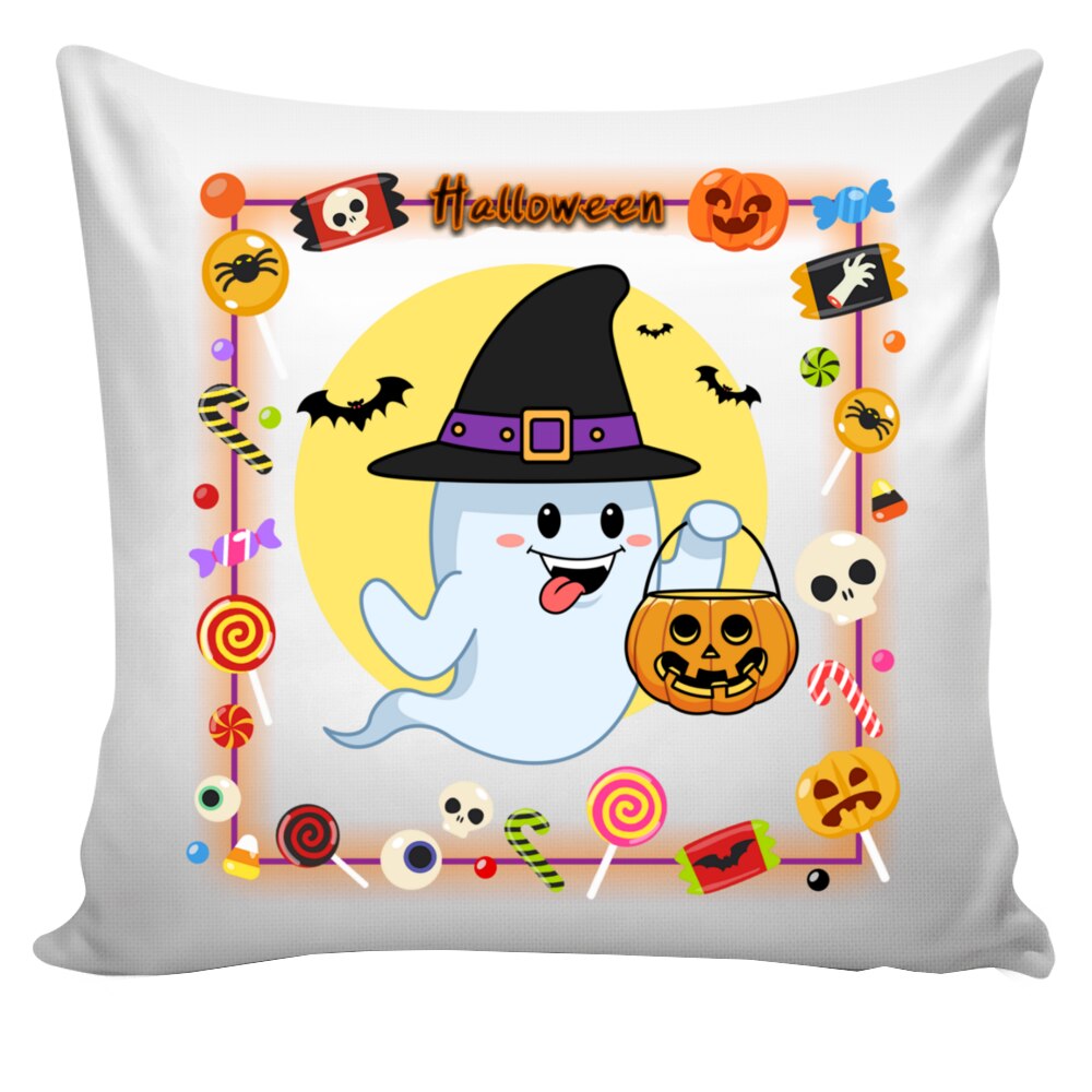 Perna personalizata Fantoma de Halloween , 40x40 cm, Handmade Mihaela