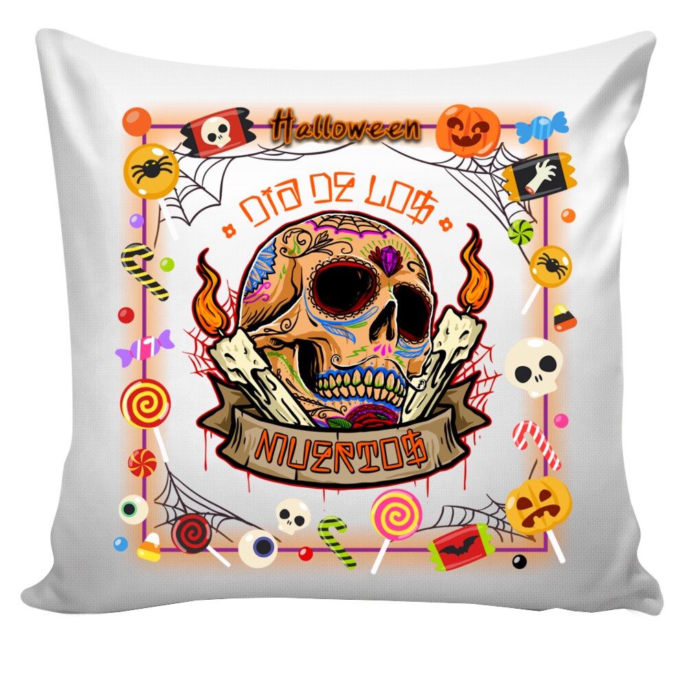 Perna personalizata Craniu de Halloween , Dia de los Muertos, Skull, 40x40 cm, Handmade Mihaela