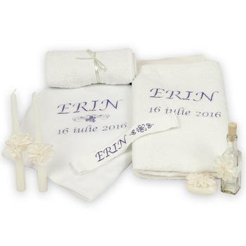 Trusou botez personalizat Erin, Couture Bebe, albastru Trusou botez personalizat Erin, Couture Bebe, albastru