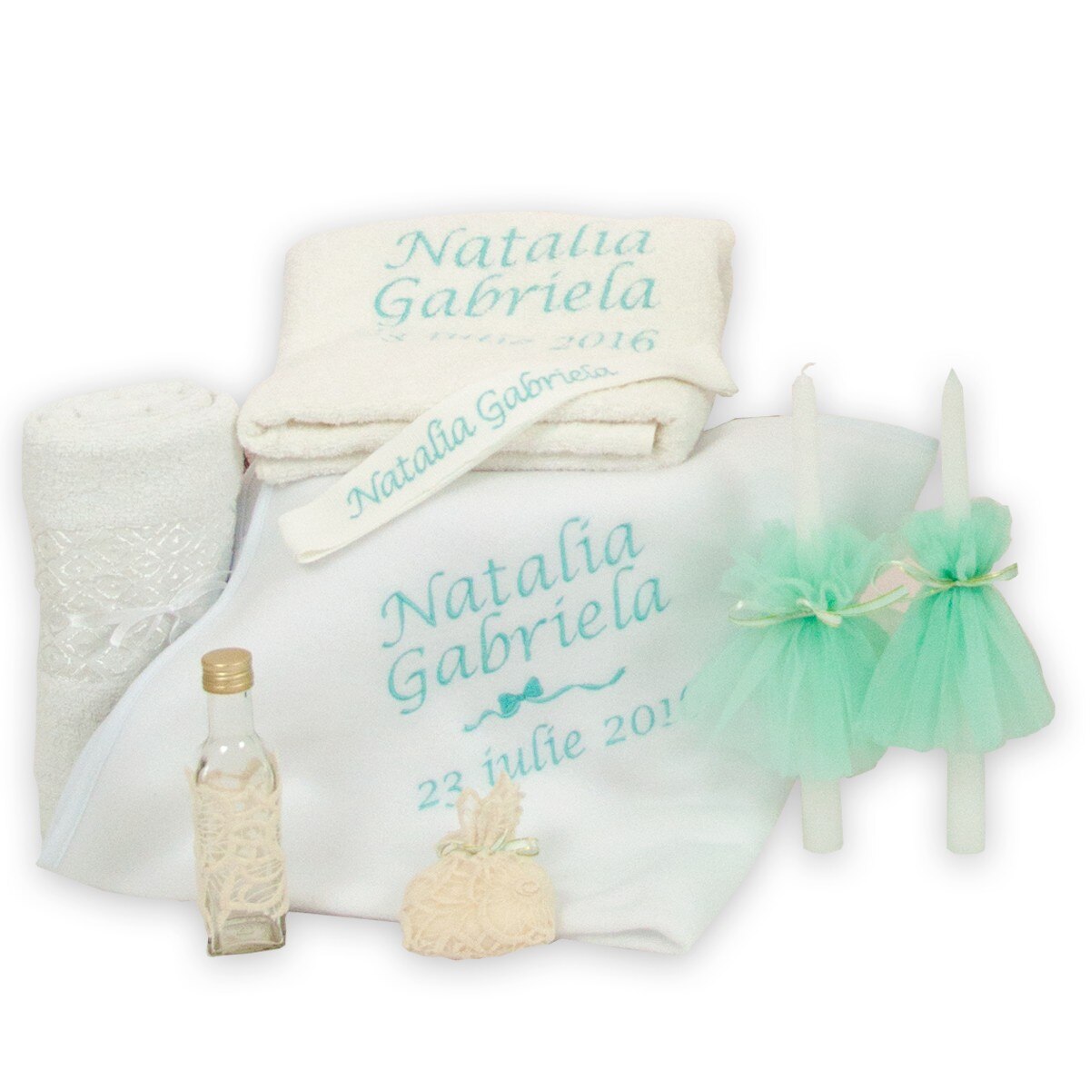 Trusou botez personalizat Natalie, Couture Bebe, verde