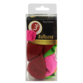 Set baloane colorate cifra 3, Funny Fashion, material latex, 12 bucati Set baloane colorate cifra 3, Funny Fashion, material latex, 12 bucati