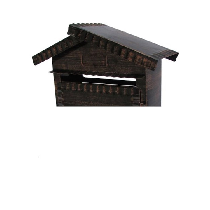 Външна пощенска кутия, неръждаема стомана, с цилиндър, антична декорация, кафява, размери 32,5 x 11,5 x 28 cm