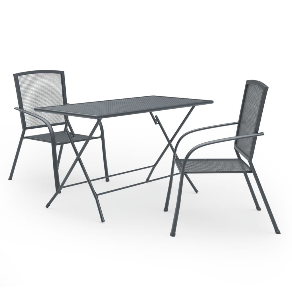 Set mobilier de gradina masa cu scaune 3 piese, vidaXL, Otel, 120 x 60 x 72 cm, Antracit