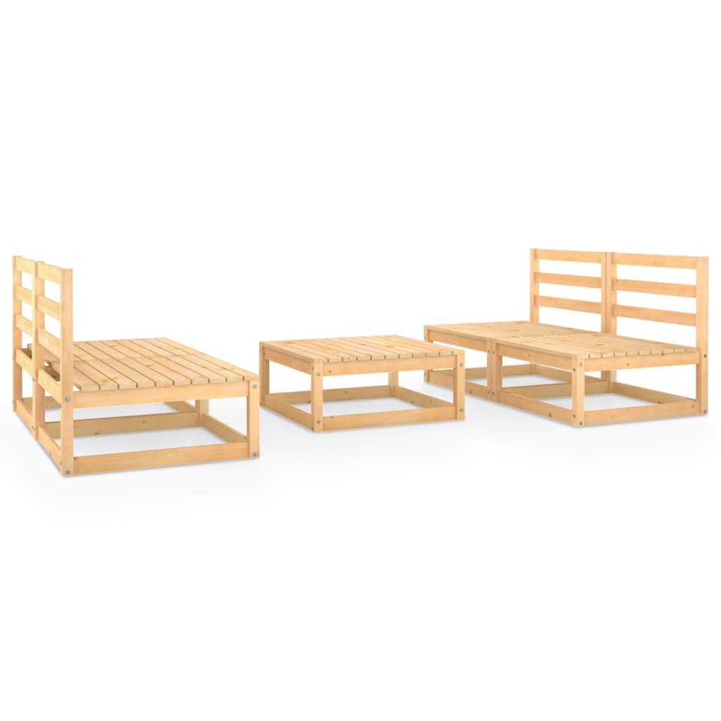 Set mobilier de gradina 5 piese canapele cu taburet/masuta, vidaXL, Lemn masiv de pin, Maro miere