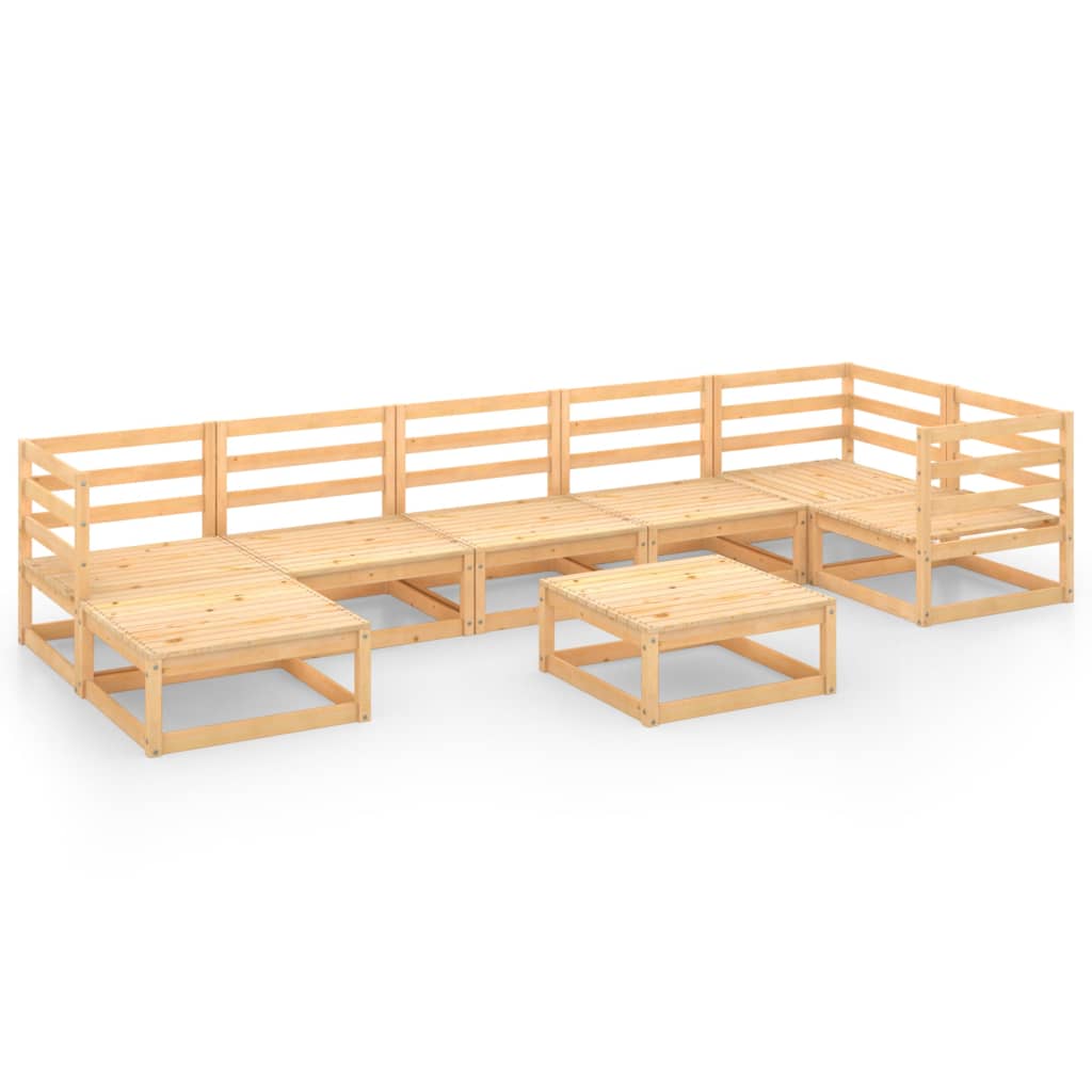 Set mobilier gradina 8 piese canapea U cu masuta/taburet, vidaXL, Lemn masiv de pin, Maro miere