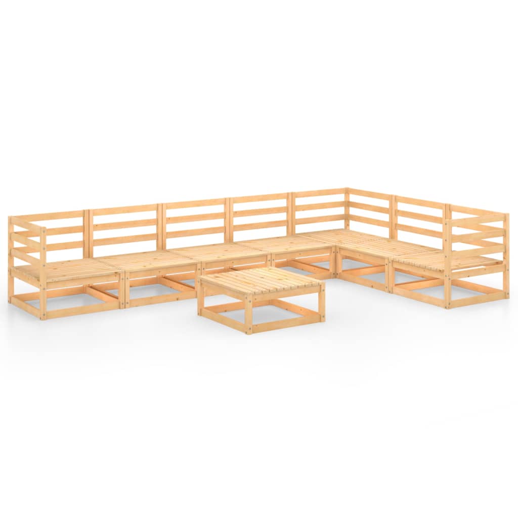 Set mobilier gradina 8 piese canapea in L cu masuta/taburet, vidaXL, Lemn masiv de pin, Maro miere