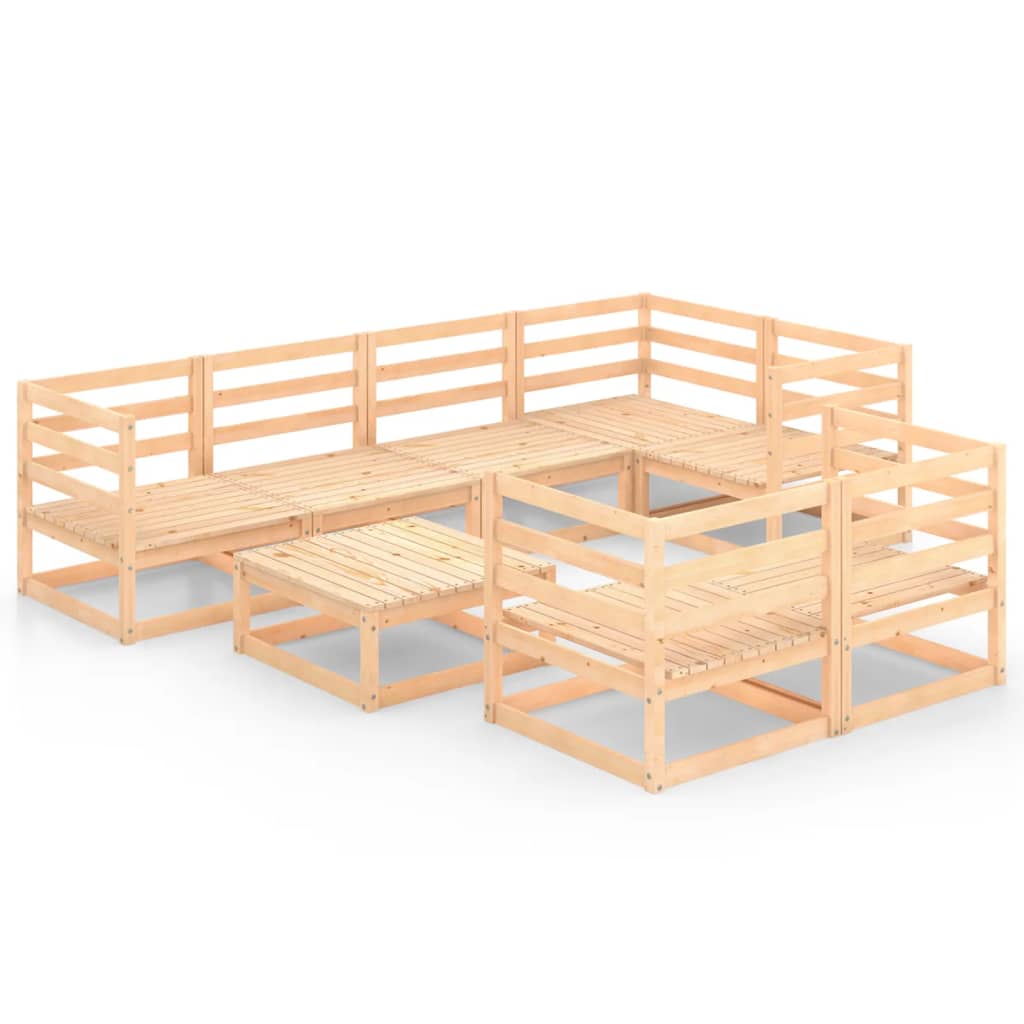 Set mobilier gradina 8 piese canapeele cu masuta/taburet, vidaXL, Lemn masiv de pin, Maro miere