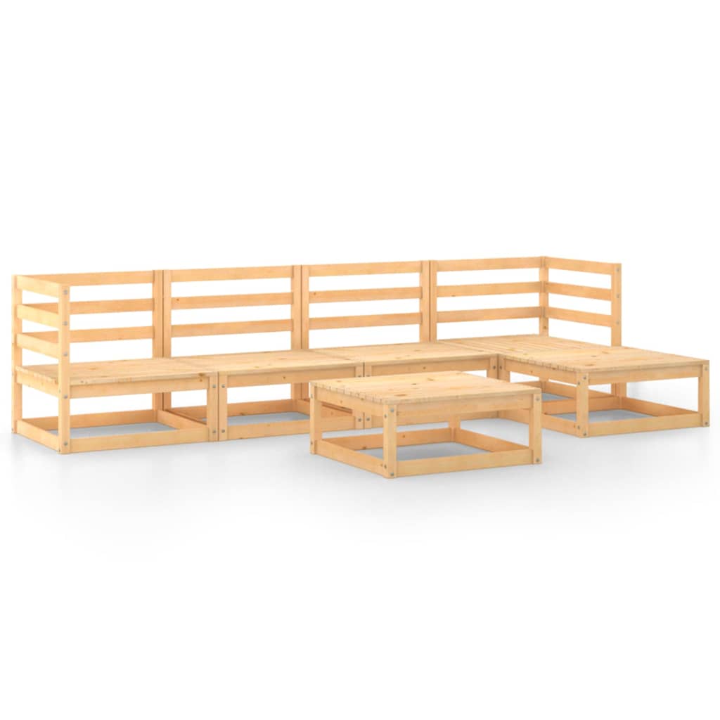 Set mobilier gradina 6 piese canapea L cu masuta-taburet, vidaXL, Lemn masiv de pin, Maro miere